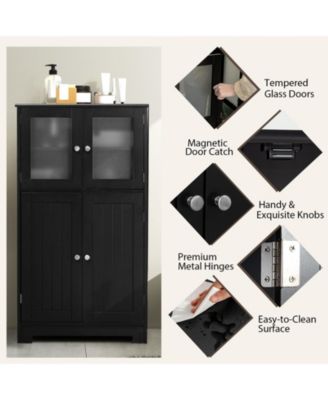 Bathroom Floor Storage Cabinet Kitchen Cupboard w/Doors&Adjustable Shelf