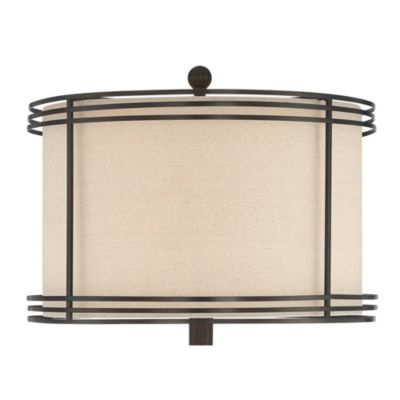 Henson Industrial Floor Lamp 63" Tall Bronze with LED Nightlight Earthy Fabric Drum Shade for Living Room Bedroom Office House Home