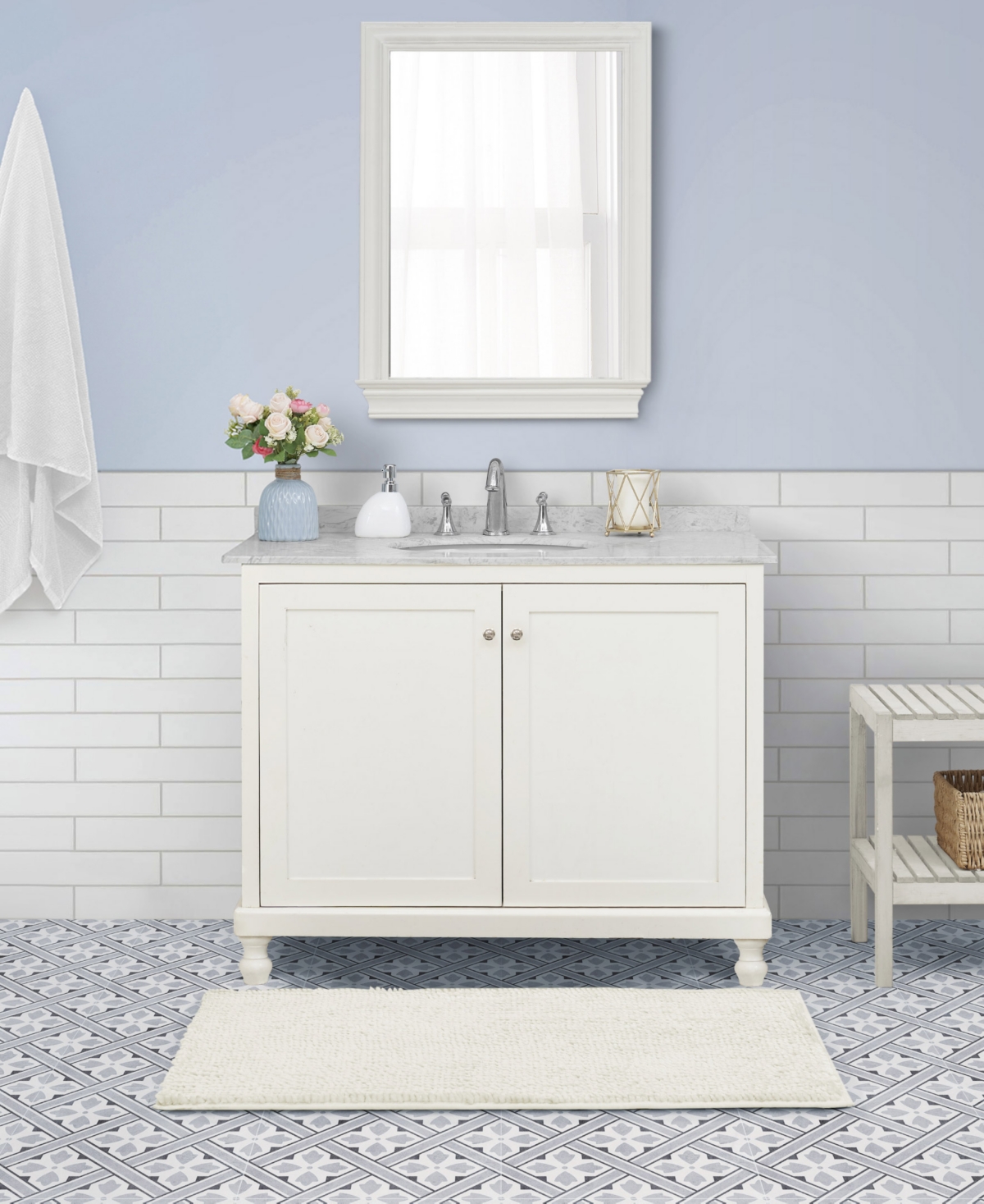 Laura Ashley Butter Chenille Bath Mat, 27" x 45"