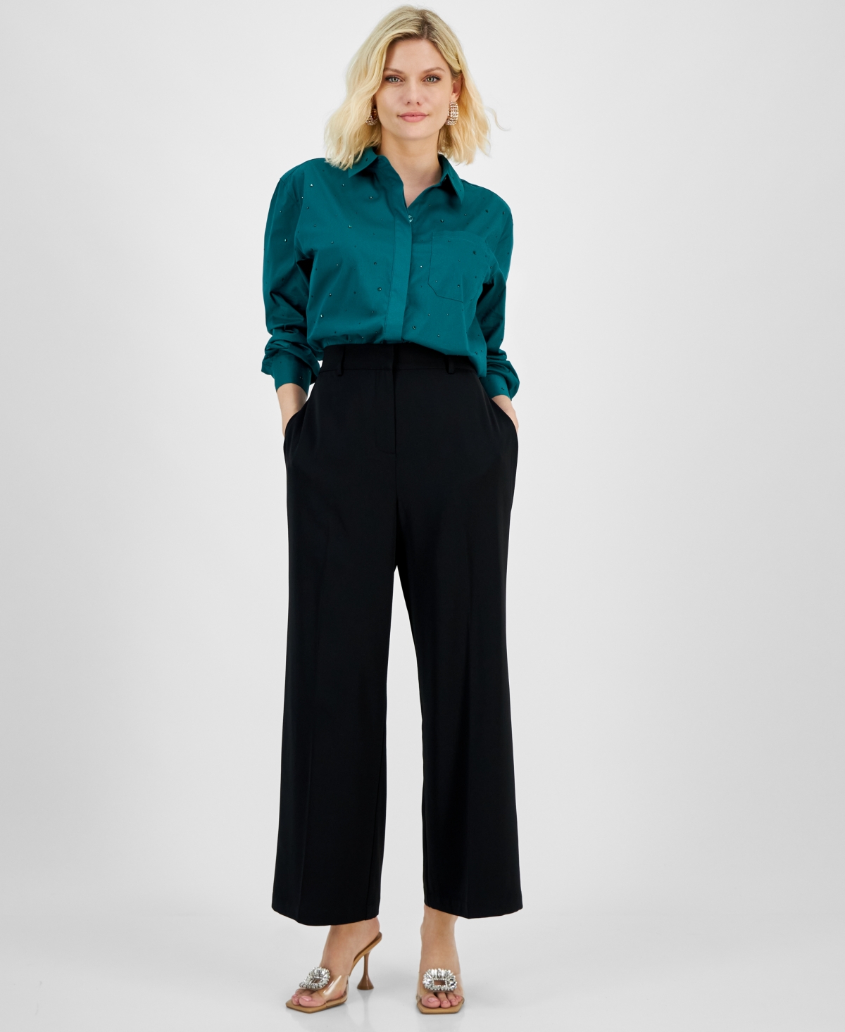 I.n.c. International Concepts Petite Embellished Shirt, Created for Macy's