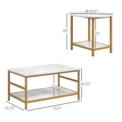 Tables Set of 2 with Storage Shelves, Faux Top