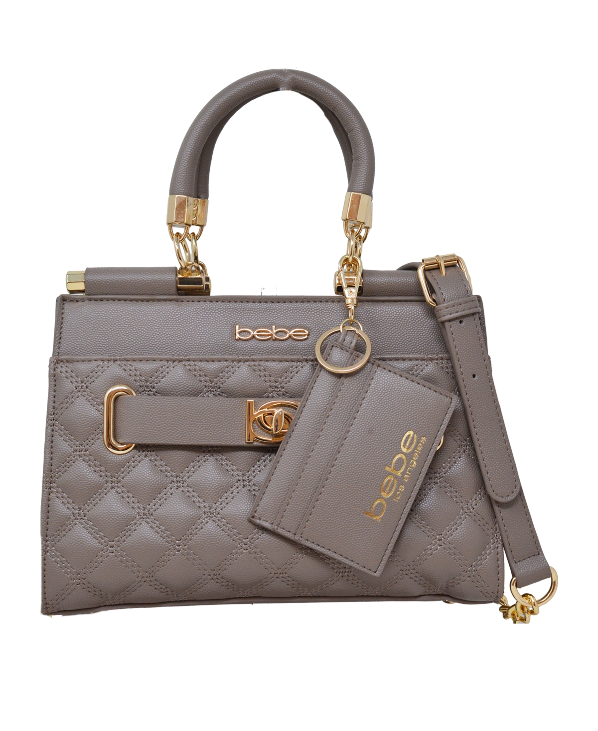 Bebe Alex Quilted Small Satchel Bag with Card Holder - Storm Grey | Smart  Closet