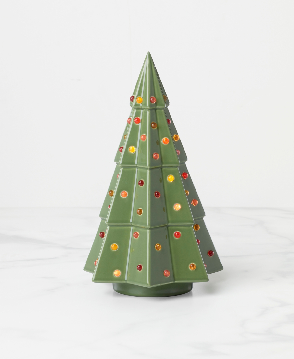 Kate Spade Evergreen Large Lit Tree Figurine In Green