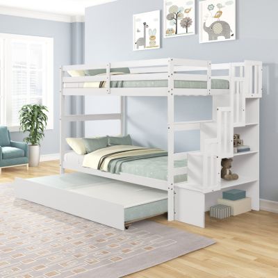 Streamdale Bunk Beds Twin Over Twin Stairway Storage Function