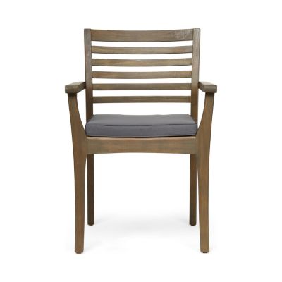 Sophisticated Gray Acacia Patio Dining Chair Set with Wicker Seats