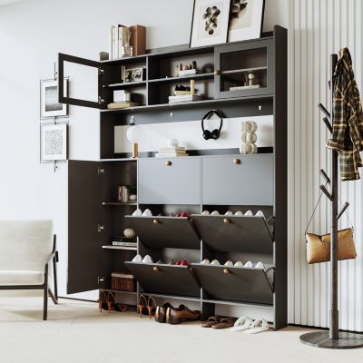  Multifunctional Shoe Cabinet with Storage & 6 Drawers