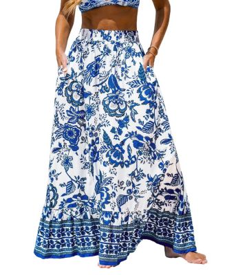 Cupshe Women's Blue & White Floral Maxi Skirt - Macy's