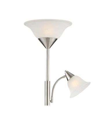 Jordan Modern Torchiere Floor Lamp with Side Lights 71 1/2" Tall Brushed Nickel Alabaster Glass Shade for Living Room Reading Bedroom