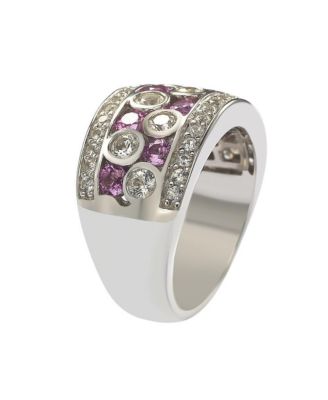 Suzy Levian Sterling Silver Sapphire & Created White Sapphire Multi Set Ring