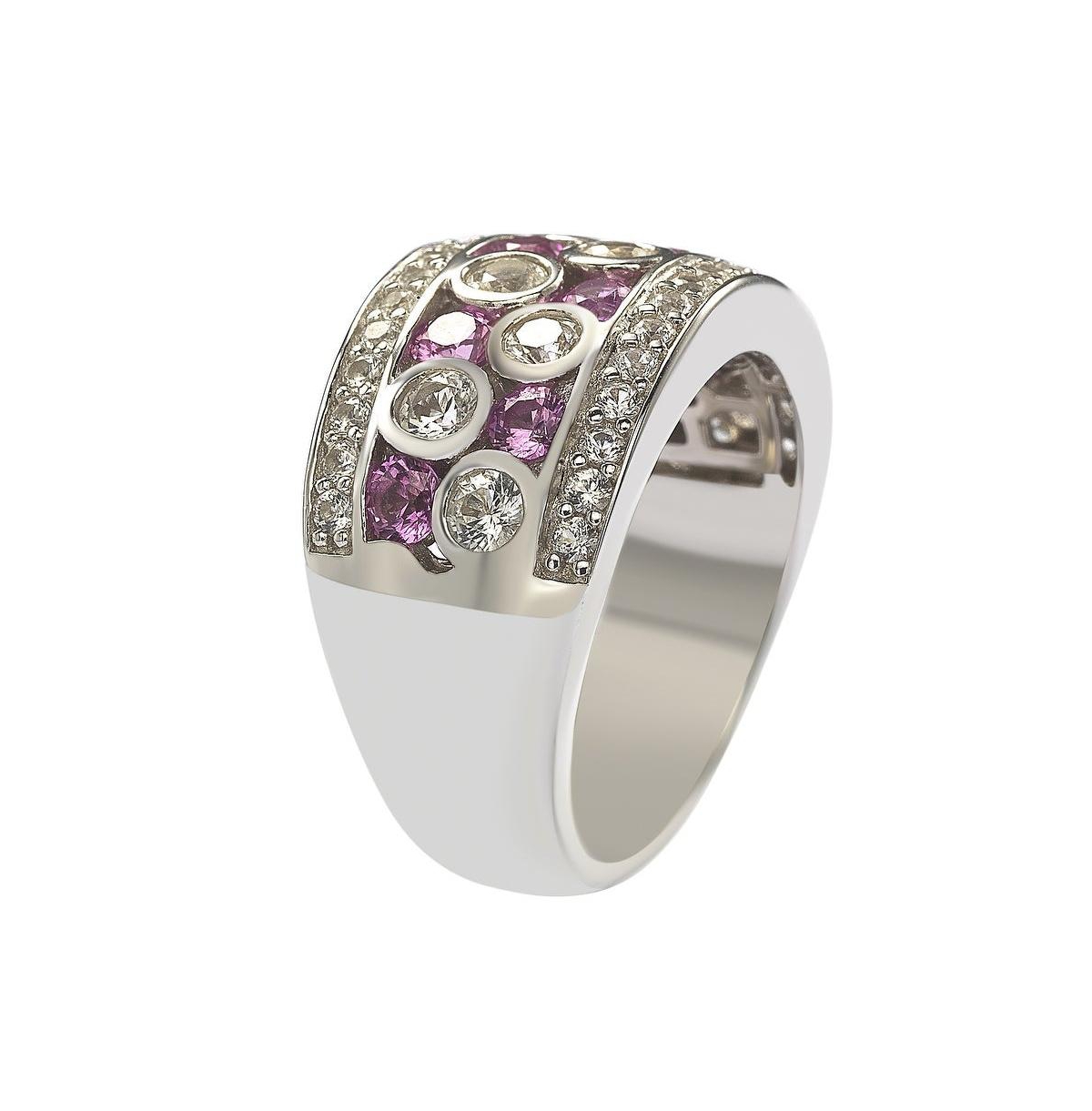Suzy Levian New YorkSapphire & Lab-Grown White Sapphire Multi Set Ring in Sterling Silver by Suzy Levian - Pink