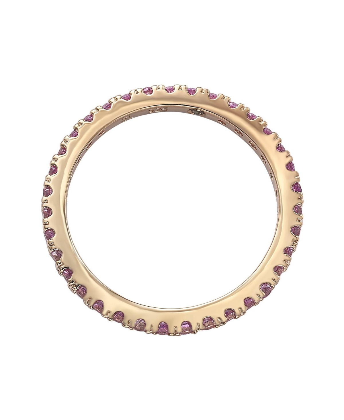 Suzy Levian New YorkSapphire Single Row Eternity Band Ring in Sterling Silver by Suzy Levian - Pink