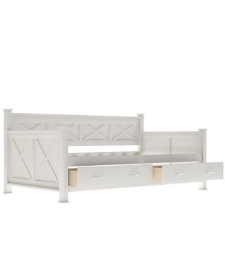 Twin Size Wooden Modern And Rustic Casual Style Daybed, Cream