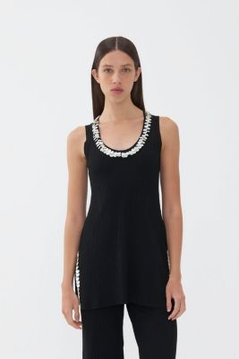 Women's Mother of Pearl Beaded Knit Top