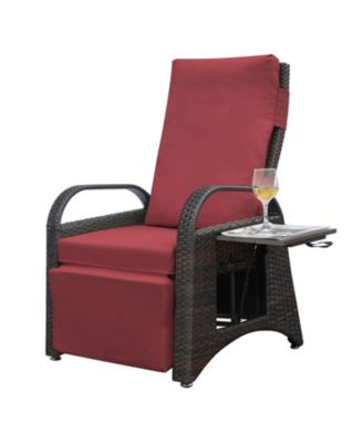 Adjustable Outdoor Rattan Recliner with Hidden Table