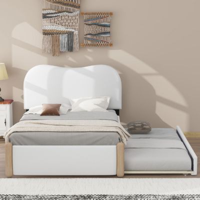 Twin Upholstered Platform Bed with Trundle
