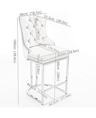 Streamdale Modern Gray Velvet Bar Stools Set Of 2