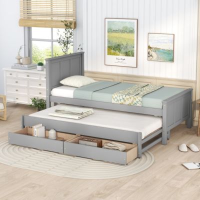 Streamdale Twin Size Platform Bed With Trundle And Drawers