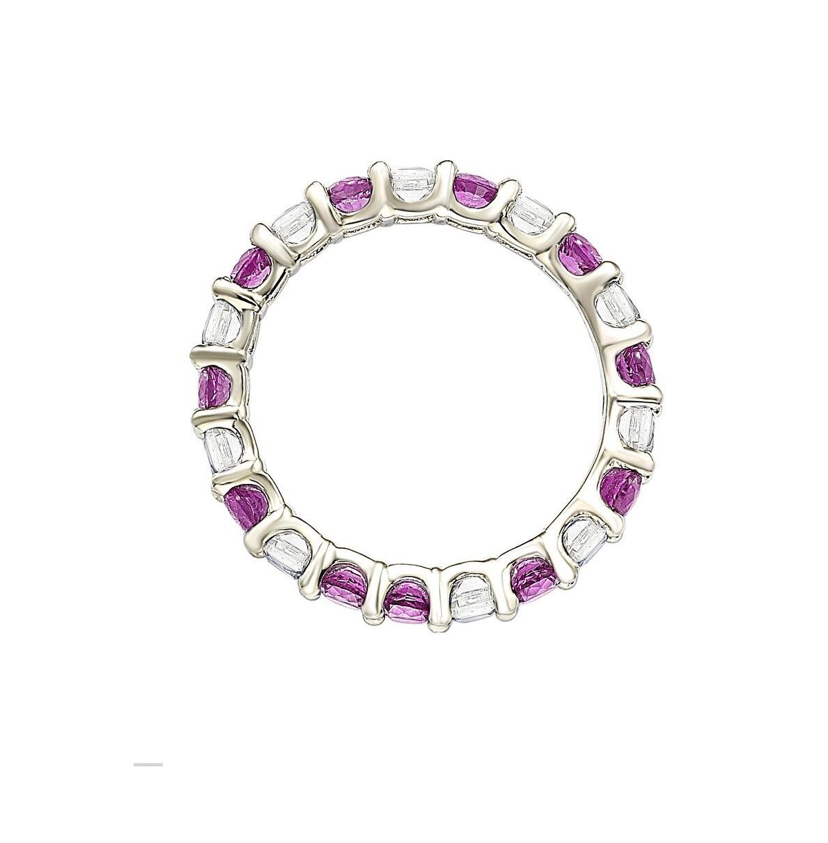 Suzy Levian New YorkSapphire & Lab-Grown White Sapphire Alternating Eternity Band Ring in Sterling Silver by Suzy Levian - Pink