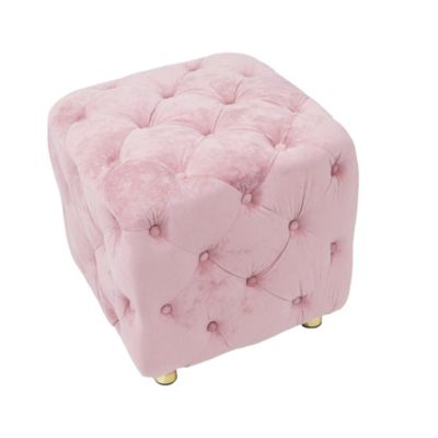 Streamdale Pink Velvet Ottoman Elegant Accent