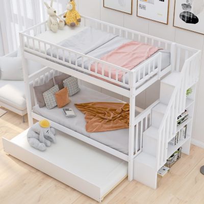Streamdale Twin Over Twin Bunk Bed With Trundle And Storage
