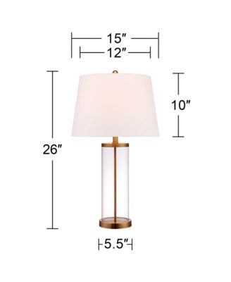Modern Coastal Table Lamp Fillable 26" High Clear Glass Cylinder Gold Metal White Drum Ball Shade Decor for Living Room Bedroom Beach House Bedside Nightstand Home Office - 360 Lighting