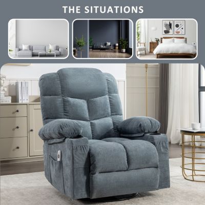 8-Point Massage Recliner with Heat, Rocking, USB Charging, and Storage