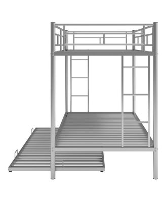 Twin Over Twin Bunk Bed With Trundle, Silver