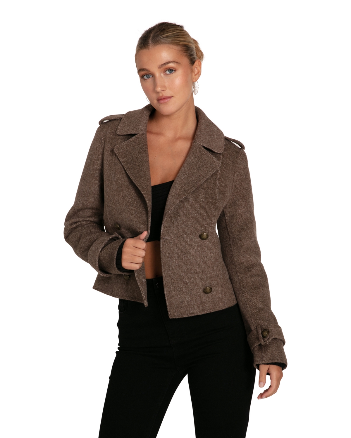 Better Off Military Peacoat - Brown