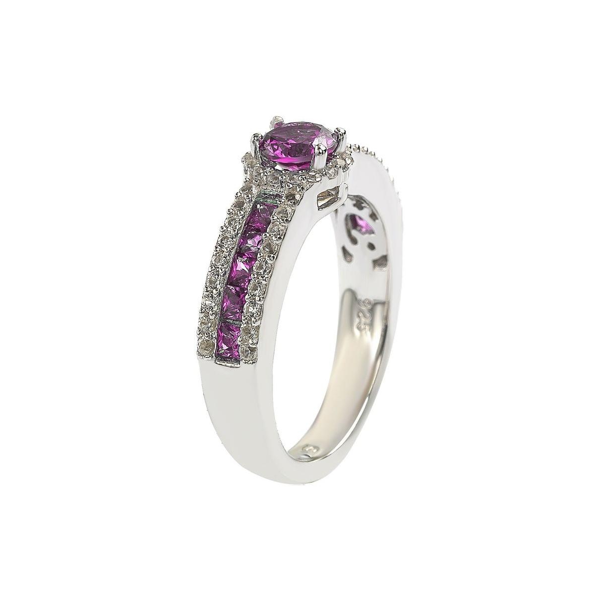 Suzy Levian New YorkSapphire & Lab-Grown White Sapphire Multi Set Bridal Ring in Sterling Silver by Suzy Levian - Pink