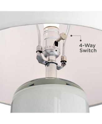 Modern Table Lamp with USB Charging Port and Nightlight LED 25" High Blue Art Glass White Shade for Bedroom Desk (Color May Vary)