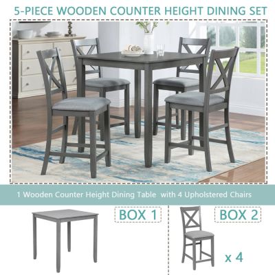 5-Piece Solid Wood Counter Dining Set