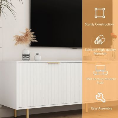 Grooved TV Cabinet with White Texture