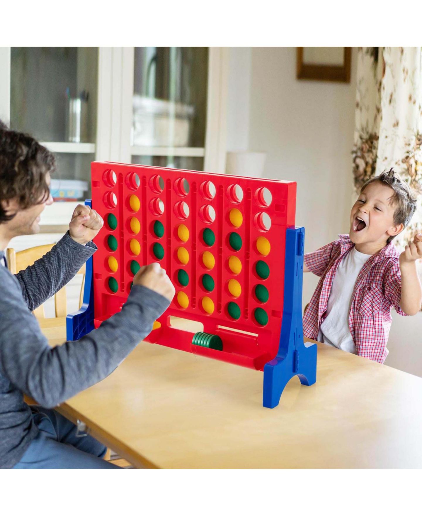 Детские настольные игры Costway Giant 4 in a Row, 2-Player Wall Mounted or Tabletop Board Game, 42-Piece, Ages 3+, цвет: Синий — фото 2