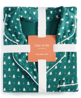 Women's Packaged Notched-Collar Pajama Set XS-3X, Created for Macy's