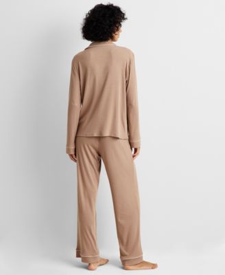 Women's 2-Pc. Packaged Ribbed Notched-Collar Pajamas Set XS-3X, Created for Macy's