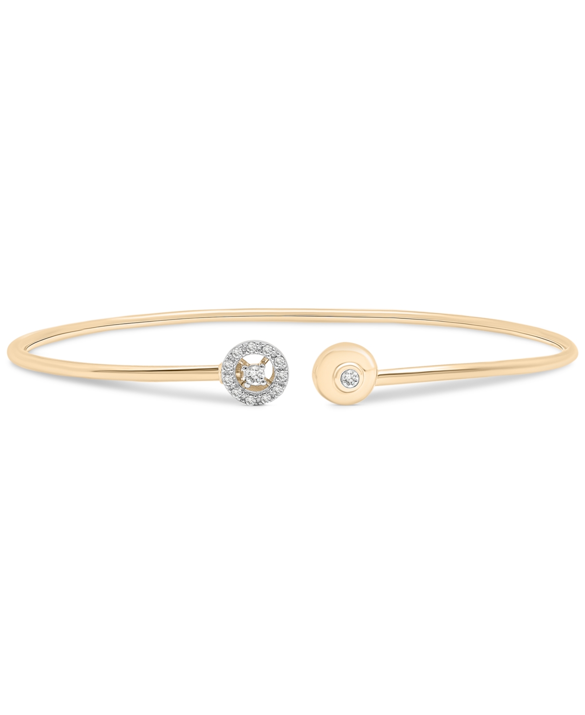 Diamond Halo Cuff Bangle Bracelet (1/10 ct. t.w.) in 10k Gold, Created for Macy's - Yellow Gold