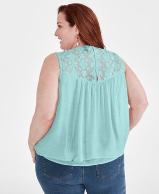 Women's Sleeveless Embroidered Lace Top