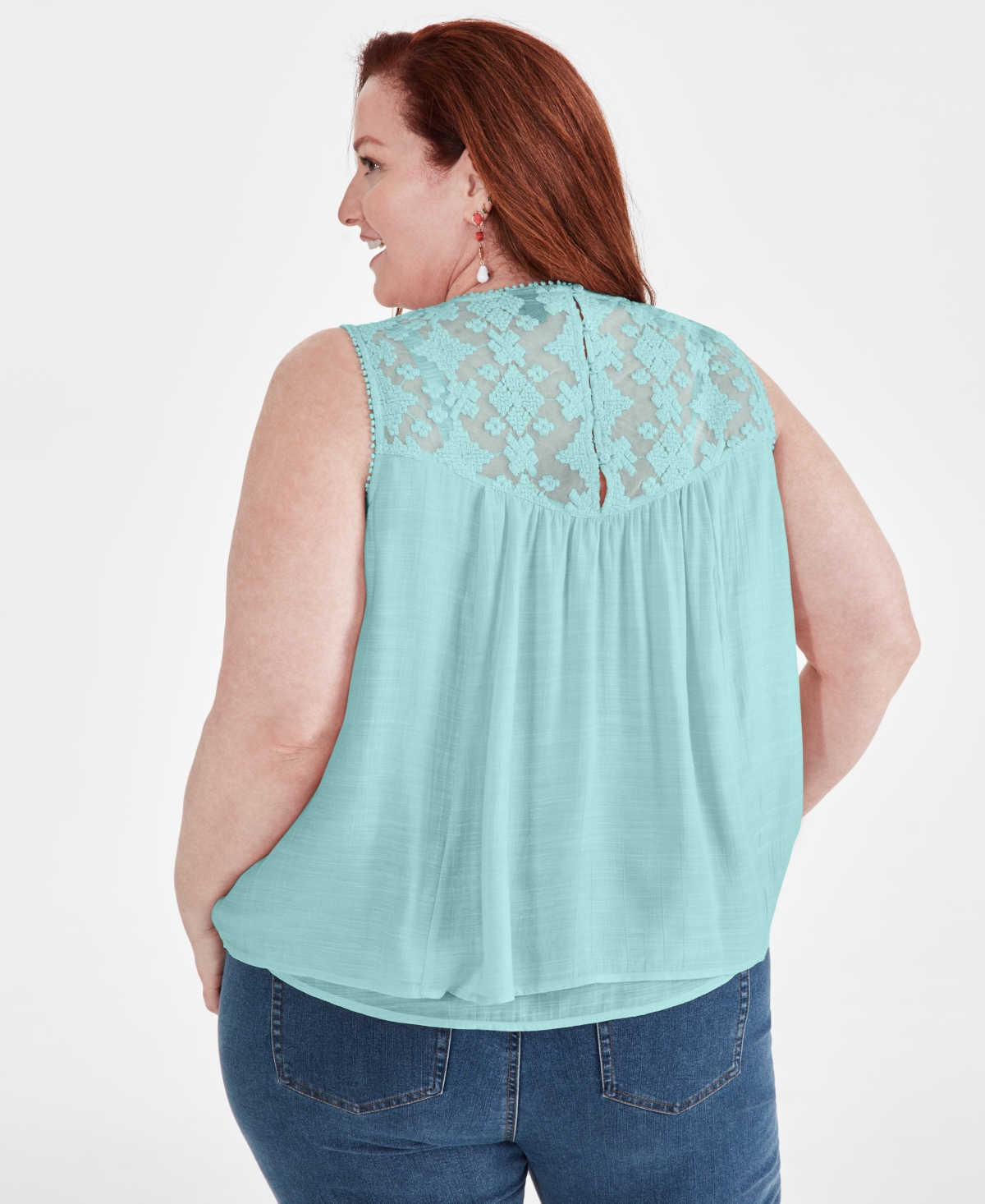 Style & Co Women's Sleeveless Embroidered Lace Top, Created for Macy's