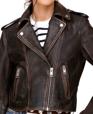Women's Asymmetric Leather Moto Jacket