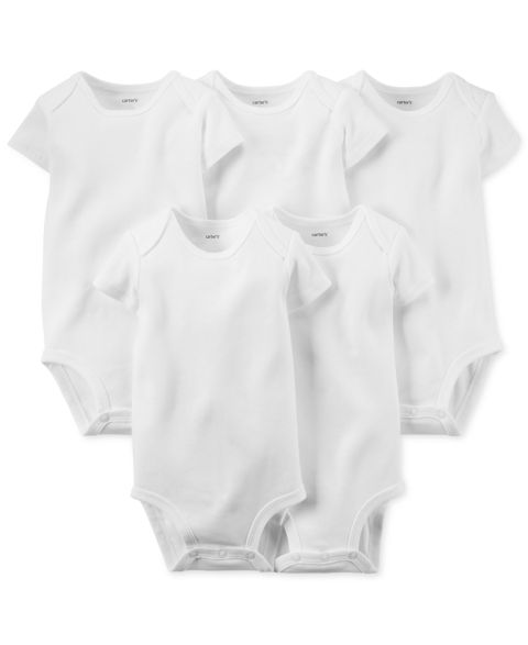 Детские Carter's Baby Boys or Baby Girls Solid Short Sleeved Bodysuits, Pack of 5