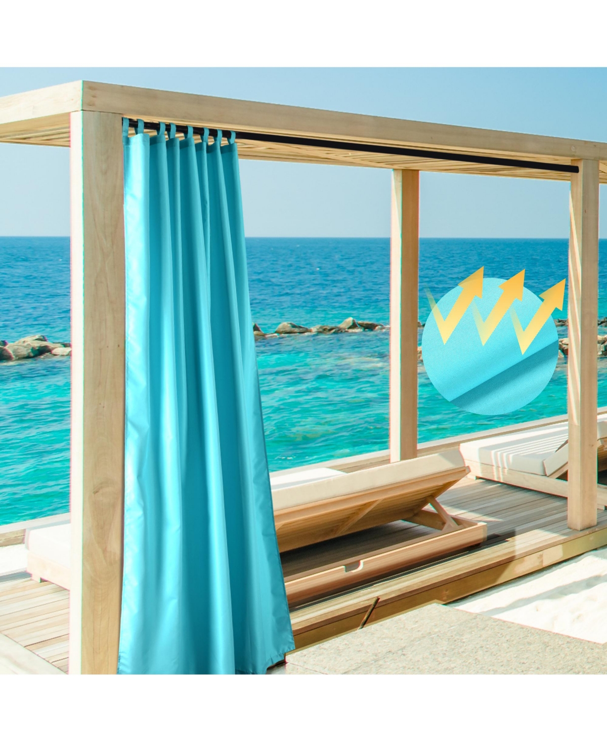 54&#x22;x96&#x22; Outdoor Privacy Curtain Tab Top Drape UV30+ Pergola Porch Garden 4 Pack - Blue