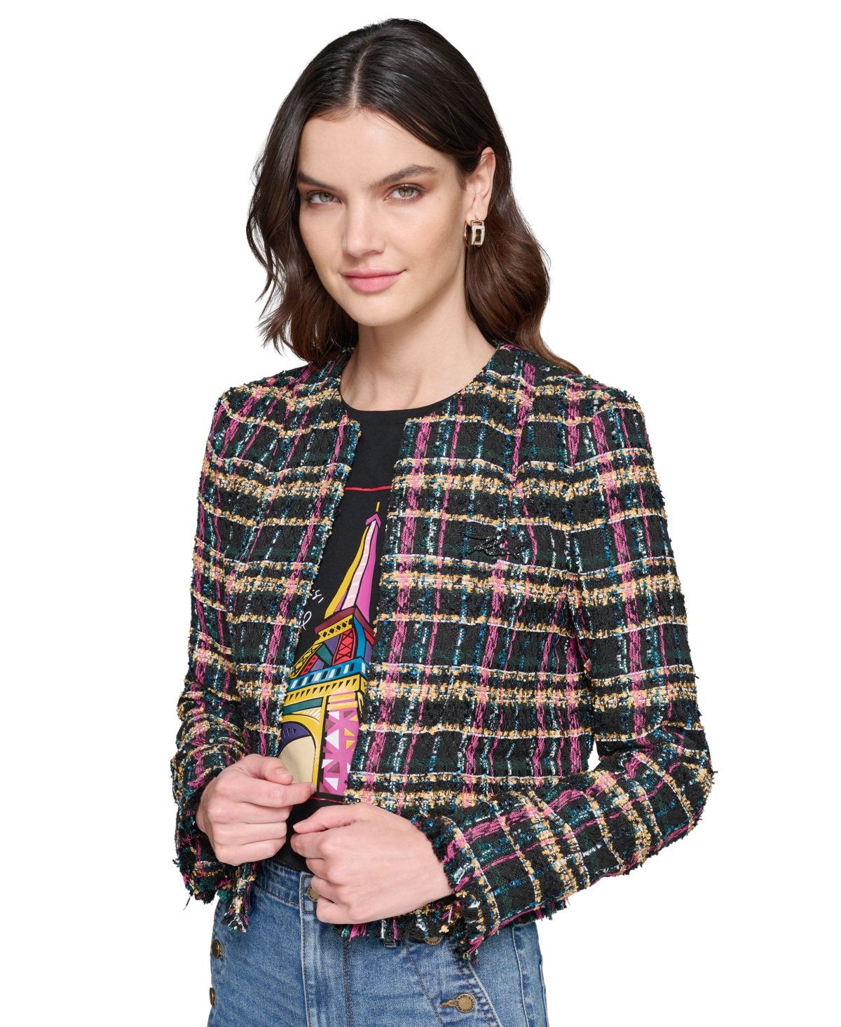 Karl Lagerfeld Paris Women's Petite Tweed Jacket