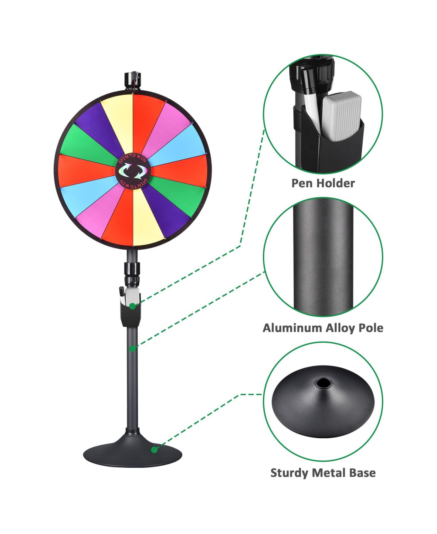 Детская игрушка WinSpin 24" Dual Use Prize Wheel Tabletop or Floor Stand Spinning Wheel Carnival Game Tradeshow, цвет: Natrual — фото 7