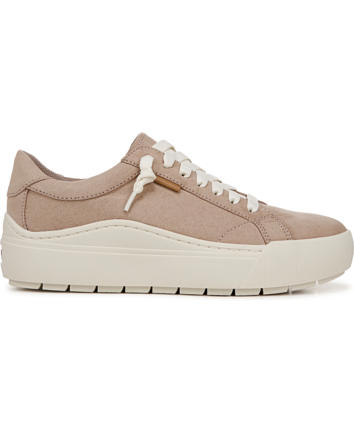 Shop Dr. Scholl's Women's Time Off Go Closed Round Toe Lace Up Platform Sneakers In Toasted Taupe Microfiber