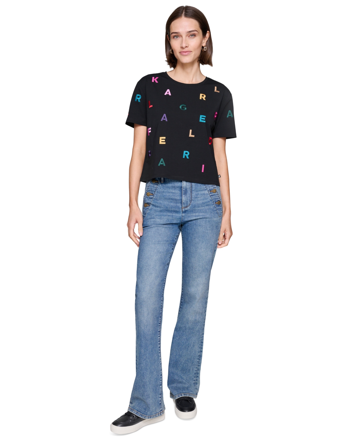 Karl Lagerfeld Paris Women's Embroidered Logo T-Shirt