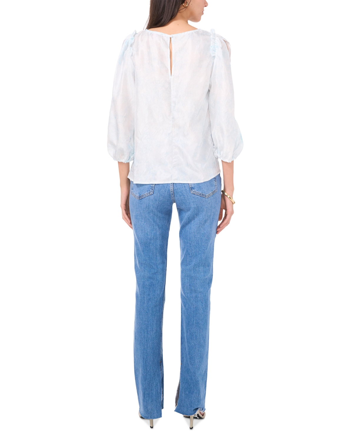 Vince Camuto Women's Ruffled-Trim Puff 3/4-Sleeve Top