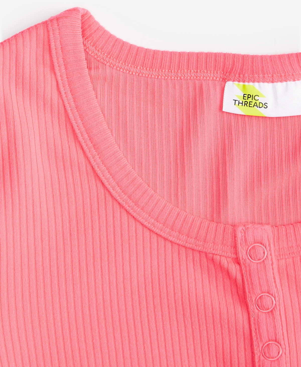 Epic Threads Girls Short-Sleeve Ribbed Henley Top, Created for Macy's