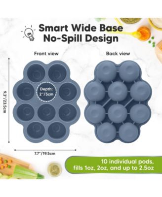 Prep Silicone Baby Food Freezer Tray with Clip-on Lid, 2oz x 10 Silicone Freezer Molds, BPA-Free Baby Food Storage
