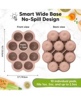 Prep Silicone Baby Food Freezer Tray with Clip-on Lid, 2oz x 10 Silicone Freezer Molds, BPA-Free Baby Food Storage