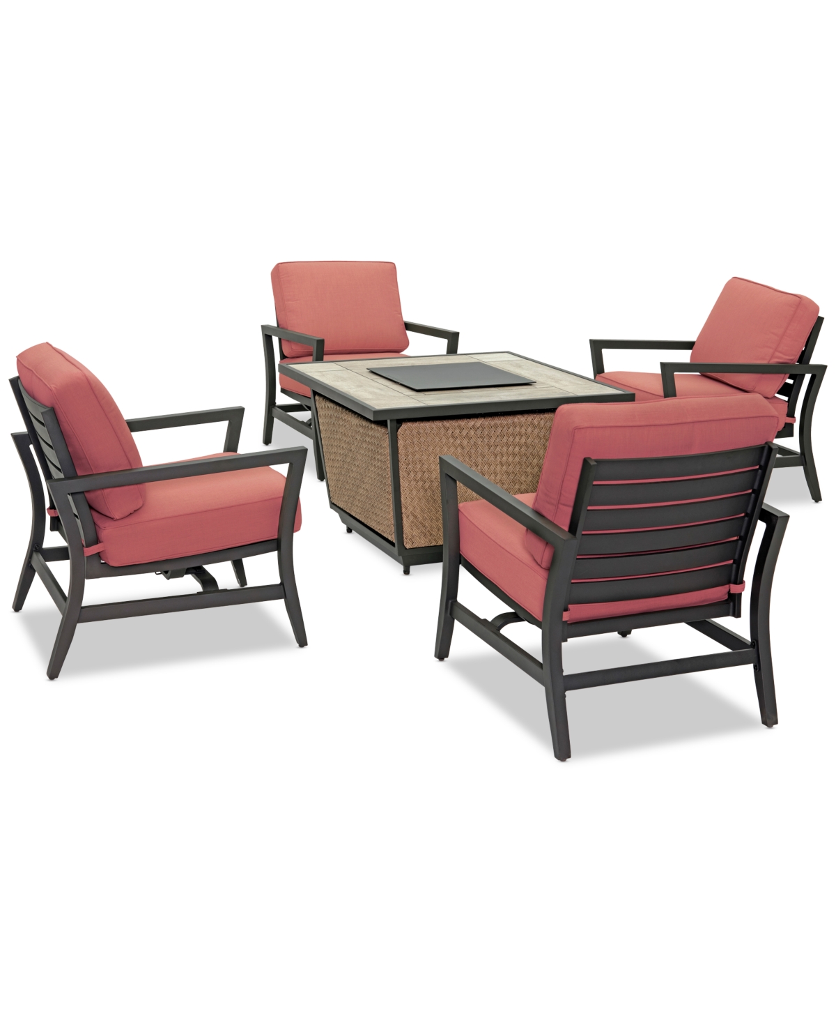AGIO ASTAIRE OUTDOOR 5-PC. CHAT SET (1 FIRE PIT & 4 ROCKER CHAIRS), CREATED FOR MACY'S 